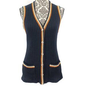 ACT III Vintage Button Front Wool Blend Rib Knit Vest M